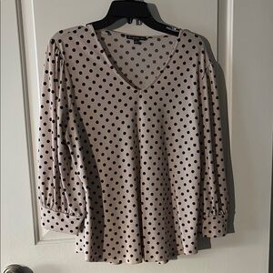 Adrianna Papell Black and Pink 3/4 Sleeve Relaxed Blouse